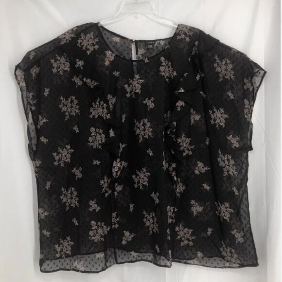 torrid Tops - Torrid 6x Black Sheer Floral Blouse Top